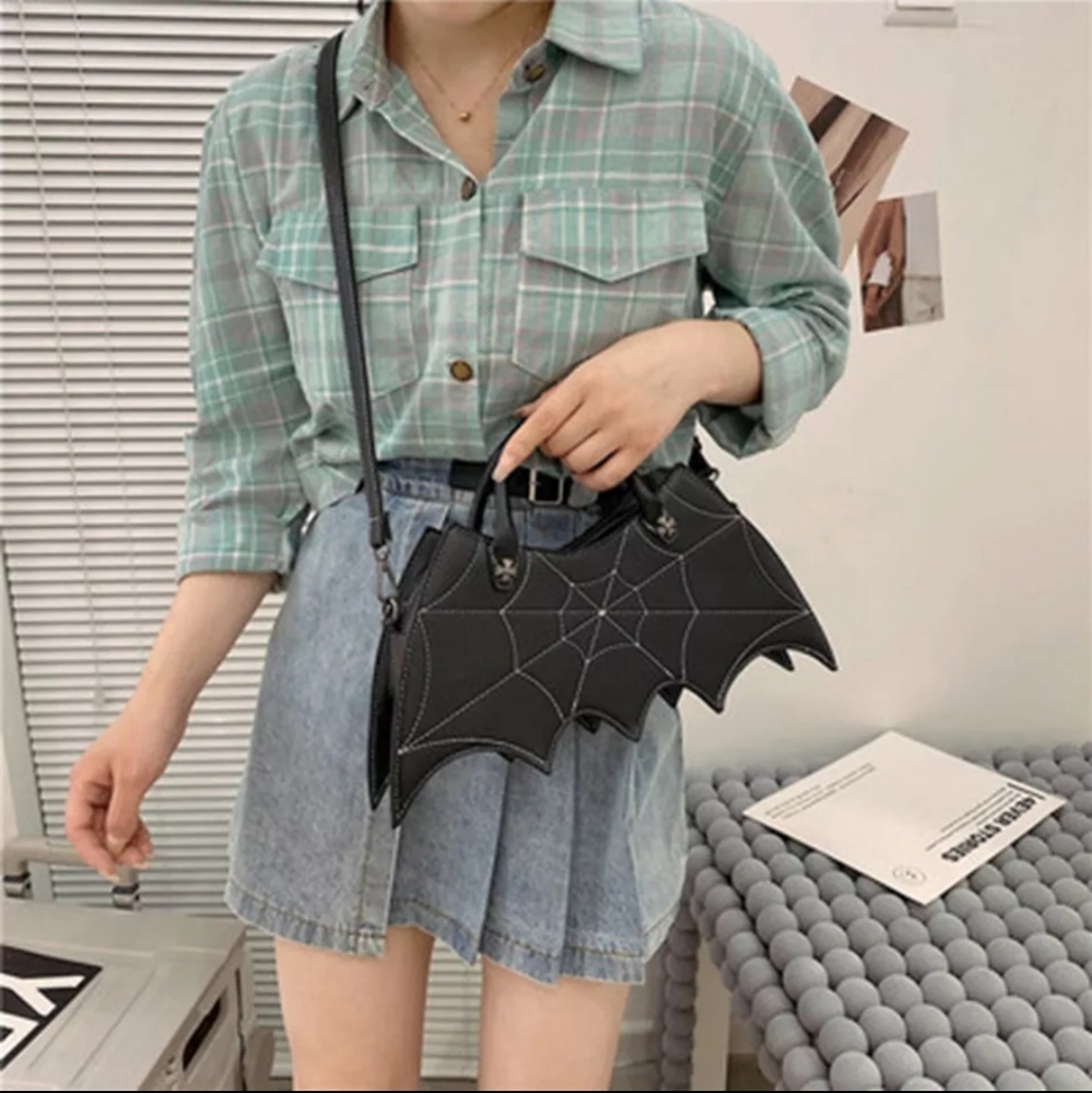 PU Batwing Spiderweb Crossbody Bag - Picture 11 of 16
